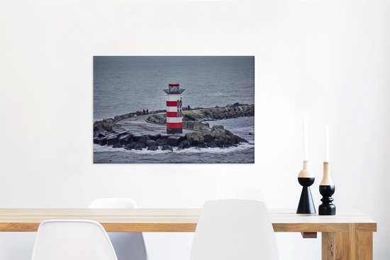 Phare du canal de la mer du Nord toile 2cm 60x40 cm - Tirage photo sur toile (Décoration murale salon / chambre)