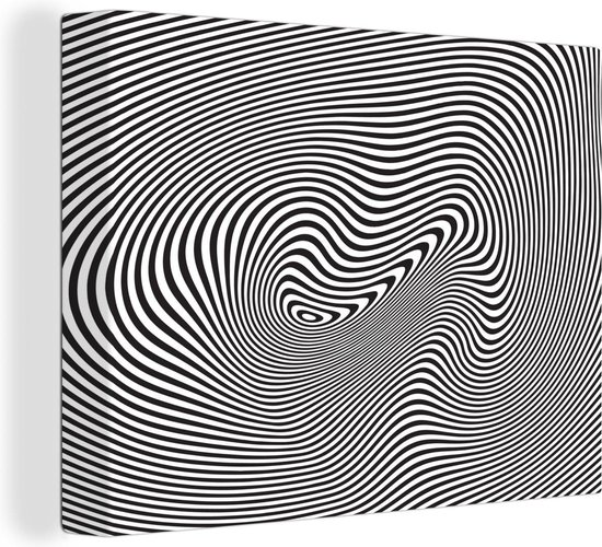 Canvas Schilderij Optische illusie met golvende lijnen - 40x30 cm - Wanddecoratie