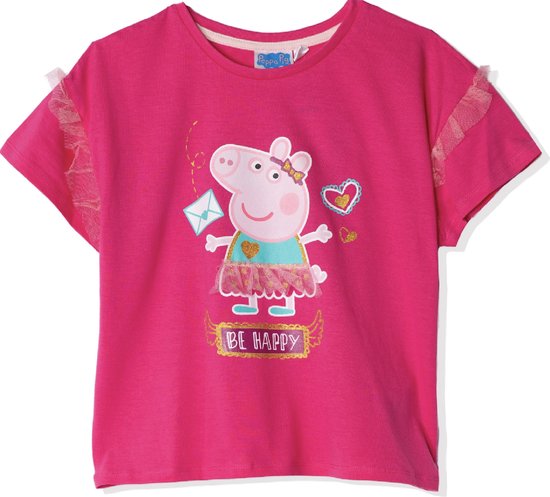 Peppa pig shirt - met tule - donkerroze - maat 116 (6 jaar)