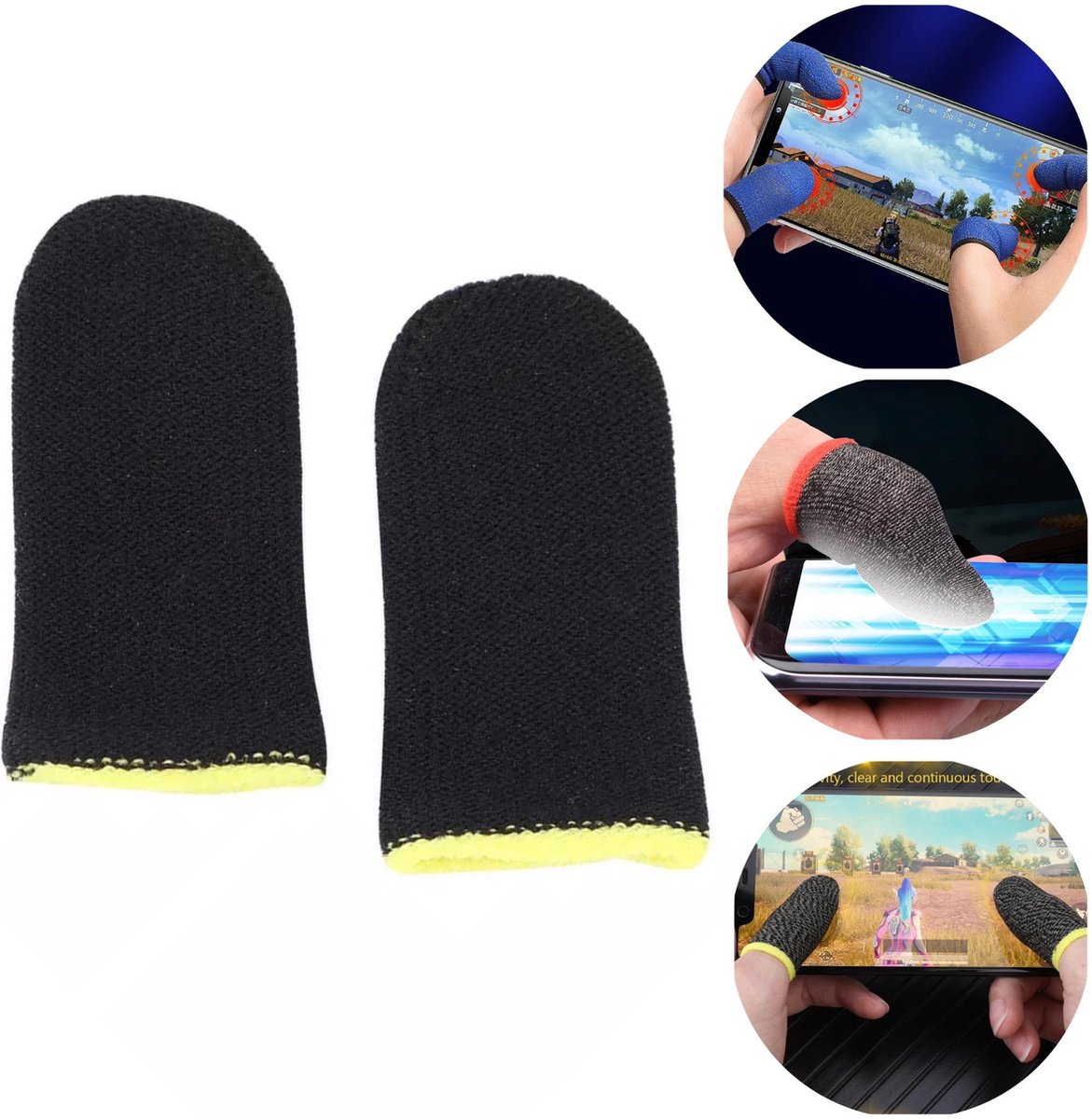 Pockinity Handschoen Gaming - 4x Stuks - Finger Sleeve - Gaming Gloves - Vingerhoesjes gamen - Thumb Grips - Pubg - Zwart - Pockinity