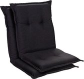 blumfeldt Prato Set van 2 tuinkussen - stoelkussen - zitkussen - lage rug tuinstoel -  50 x 100 x 8cm - UV-bestendig - polyester - anthraciet
