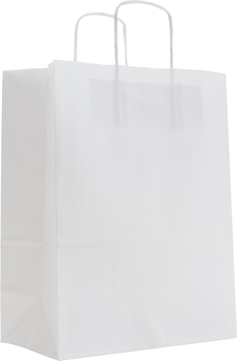 Papieren tasjes 50 stuks - Wit - A4 25x11x32 - Cadeautasjes - Papieren tasjes met handvat