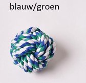 3x Hondenspeeltjes / Touw met bal 48 cm, model bot 24 cm en bal 10 cm / blauw, groen