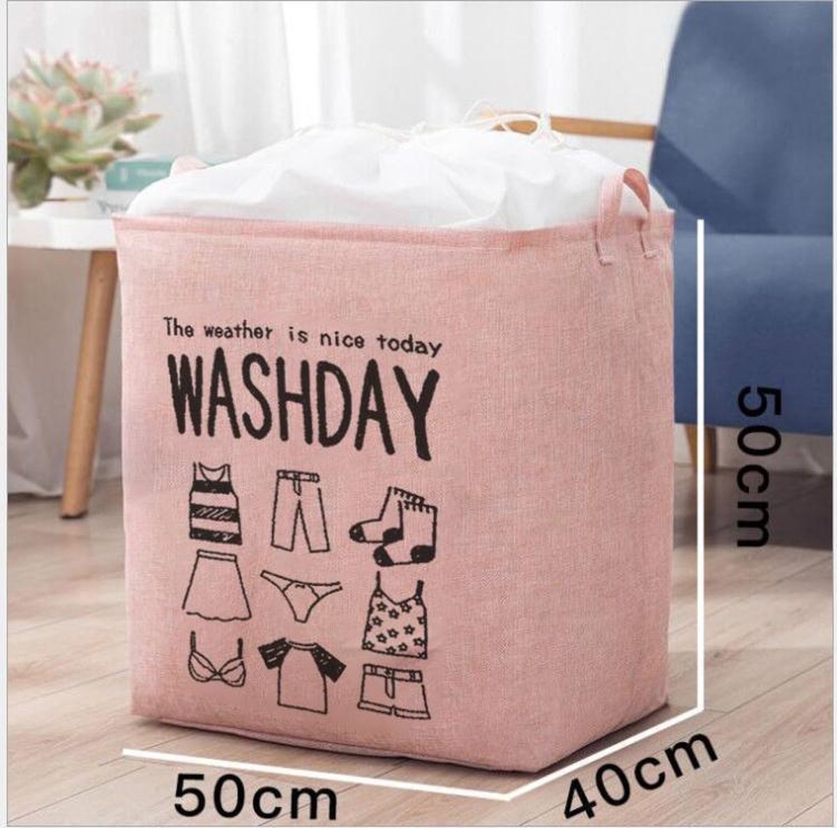 SUNMOOL Wasmand - Waszak - Laundry bag - Laundry basket - Opvouwbaar - 100 Liter - Roze