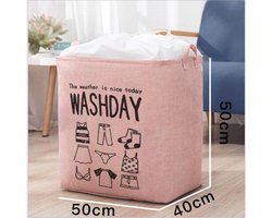SUNMOOL Wasmand - Waszak - Laundry bag - Laundry basket - Opvouwbaar - 100 Liter - Roze