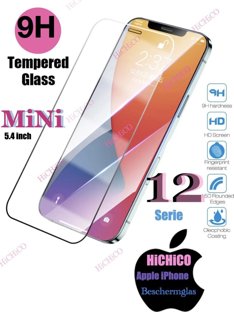 Beschermglas voor iPhone 12 Mini Screenprotector Tempered Glass - iPhone 12 Mini Screenprotector Glas, iPhone 12 Mini Screen Protector - Screenprotector iPhone 12 Mini, Glazen bescherming 2.5D 9H 0.3mm - Fairco