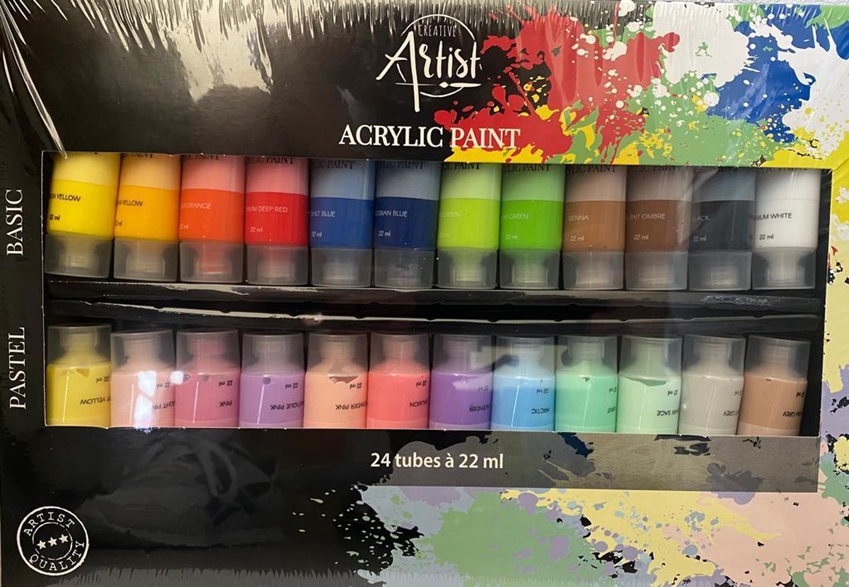 lichtgewicht Nieuwheid Vermomd Creative Artist - Set acrylverf pastel 24 tubes - 22 ml - Schilderen -  Verven -... | bol.com