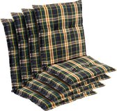 blumfeldt Prato Set van 4 tuinkussen - stoelkussen - zitkussen - lage rug tuinstoel - 50 x 100 x 8 cm - UV-bestendig polyester