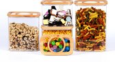 Maximum - Vershoudbakjes Bamboo set van 5 met open deksel - Organizer in verschillende maten - Opbergdozen kunststof stapelbaar - Vershoudbakjes luchtdicht
