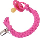 BiBS set speenkoord | Raspberry T2| 6 tm 18 mnd | LOVEissue speenkoord gevlochten katoen| Fel roze