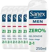 Bol.com Sanex Men Zero 0% 2 in 1 Douchegel - Voordeelverpakking 6 x 250 ml aanbieding