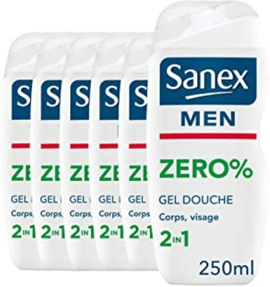 Sanex Men Zero 0% 2 in 1 Douchegel - Voordeelverpakking 6 x 250 ml