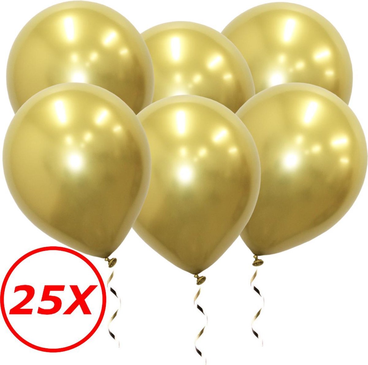 Luxe Chrome Ballonnen Goud 25 Stuks - Helium Ballonnenset Metallic Gold Feestje Verjaardag Party - BTH
