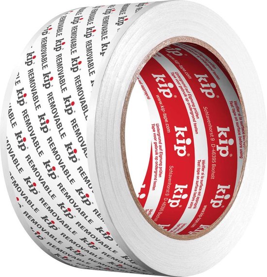 Foto: Kip stuclopertape removable tape zacht pvc wit 50mm x 33meter binnen buiten hout tegels