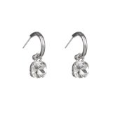 Oorbellen zilver Diamant hanger groot