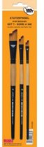 A360 Platte penseel met tweekleurig synthetisch haar in een naadloze, zwarte bus, met een korte tweekleurig gelakte steel. Set à 3 st. assortie