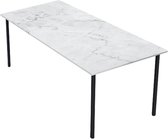 Marmeren Eettafel - Carrara Wit (4-poot) - 240 x 100 cm  - Gepolijst