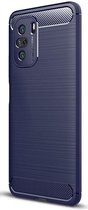 Xiaomi Poco F3 / Mi 11i Hoesje Geborsteld TPU Back Cover Blauw