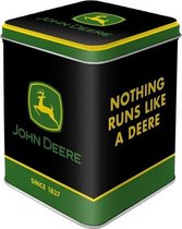 John Deere - Logo Black. bewaarblik voor thee 7.5 x 7,5 x 9.5 cm.