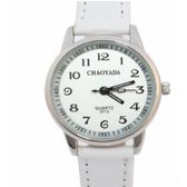 Horloge- Wit- Chaoyada-leer-29 mm-Extra batterij-Charme Bijoux