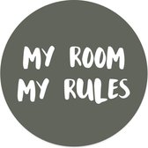 Muurcirkel kids my room my rules groen 40 cm / Dibond