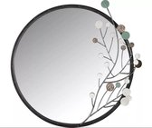 Gilde Handwerk - Ronde Metalen Spiegel - diameter 67cm - handgemaakt - Design "Twig" - zwart