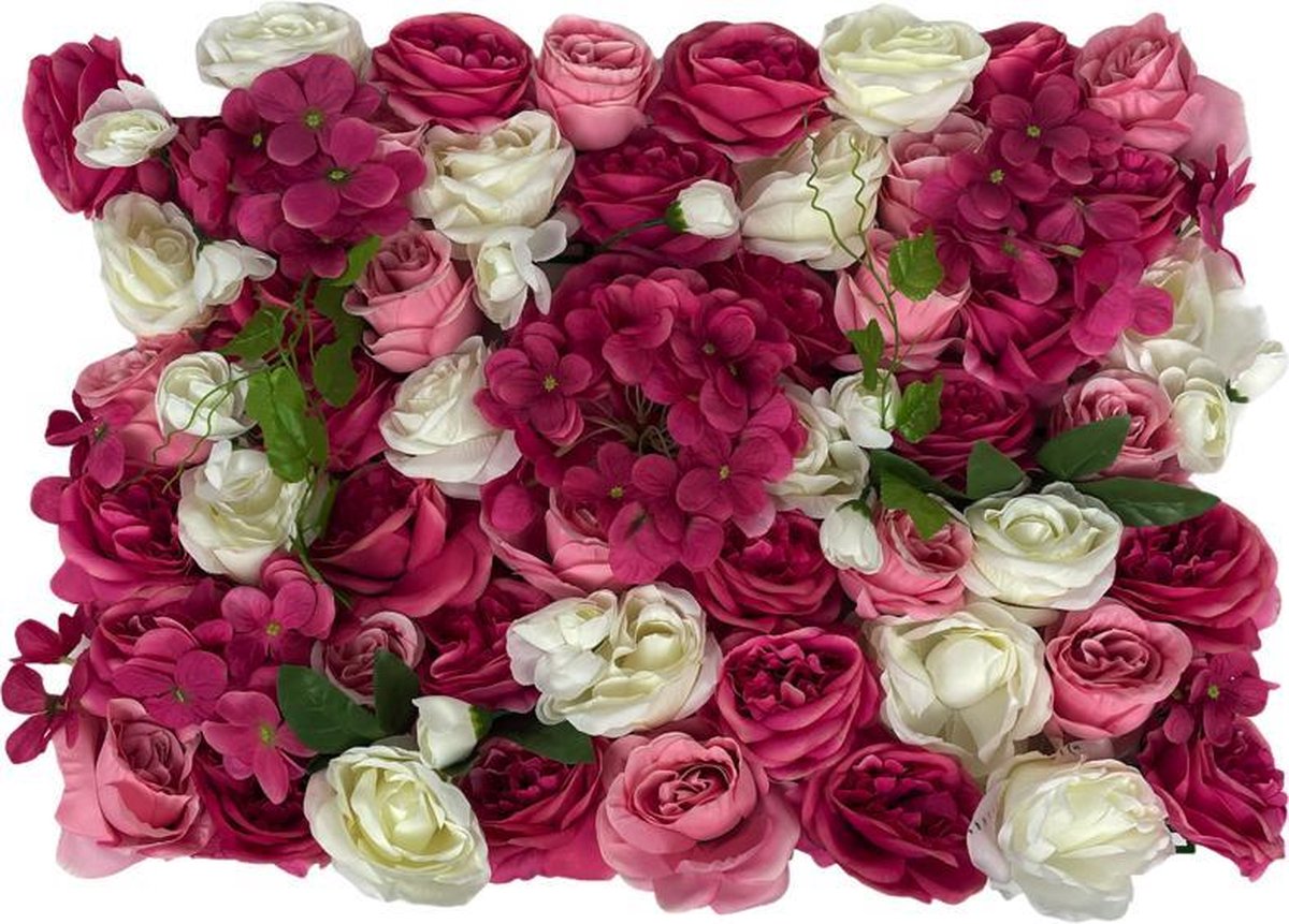 Kunstbloem Wandpanelen Decor Roze Rozen Bloem Wandpaneel Set, Kunstmatige Muur Bloem Achtergrond 3D Zijden Hortensia Roos Bloemen Paneel Voor Foto Achtergrond Thuis Feest Bruiloft Achtergrond Decorat