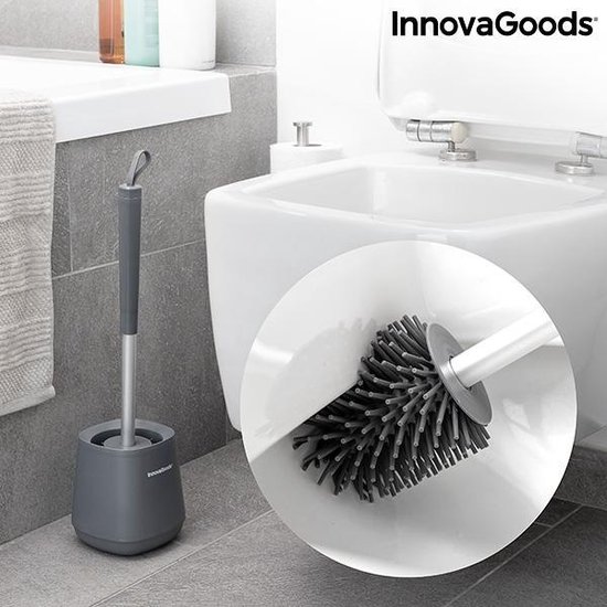 Brosse WC Premium avec support, Brosse de toilette avec support, Noir avec  gris