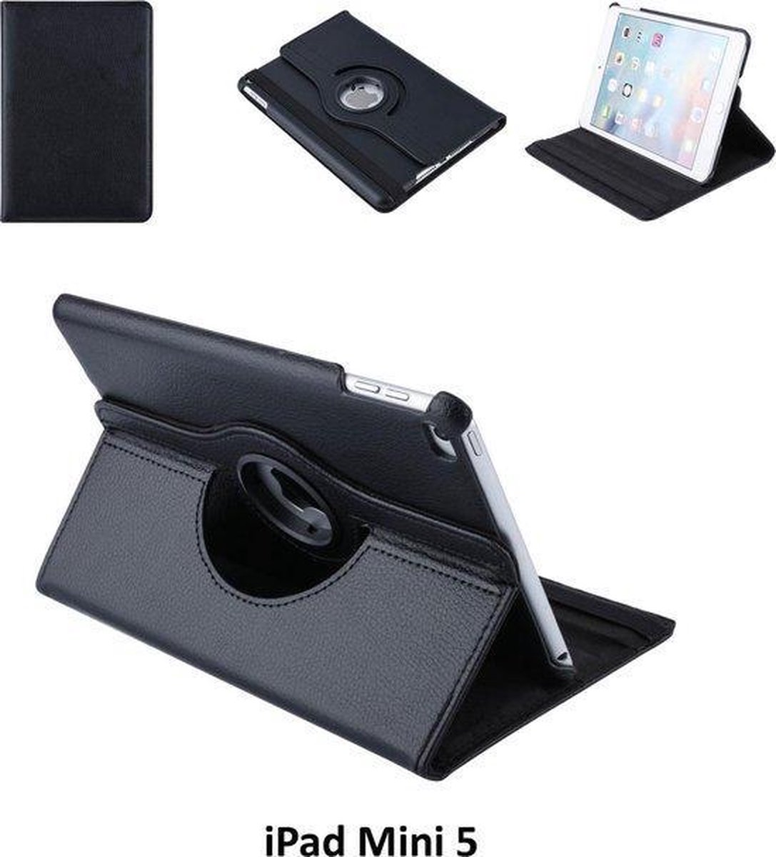 Apple iPad Mini 5 / Case / Zwart / 360 graden draaibare hoes / Boek Case Tablethoes