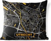 Buitenkussen Weerbestendig - Plattegrond - Utrecht - Goud - Zwart - 50x50 cm - Stadskaart