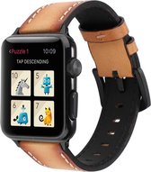 Geschikt voor Apple Watch bandje 38 / 40 / 41 mm - Series 1 2 3 4 5 6 7 SE - Smartwatch iWatch horloge band - 38mm 40mm 41mm - Fungus - PU Leer - Lichtbruin - Retro