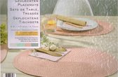 Gevlochten Placemats/ 4 stuks/ roze/ ovaal ca 35 x 50 cm/ 88% polypropeen/ 12% polyester/