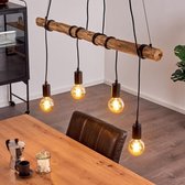 Bruine houten hanglamp - Hanglampen - Metalen Hanglamp - Vintage Hanglamp - Houten Plafondlamp - Interieur Loft Plafondlamp - Woonkamer Houden Hangend Plafondlamp