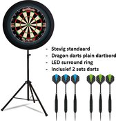 Dragon darts - Portable dartbord standaard LED pakket plus - inclusief Winmau Blade 6 - dartbord - LED surround ring - en - dartpijlen - zwart