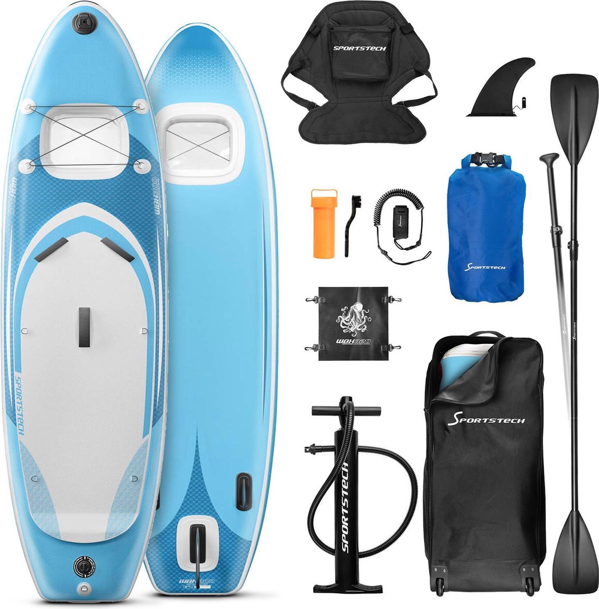 protest onstabiel Zuidelijk Sportstech WBX-9in1 SUP board set-stand up paddle board-action cam | bol.com