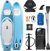 Premium 9in1 SUP board set + 2in1-kijkvenster + Kajakzitje | Standup paddleboard opblaasbaar | 6 inch dik | action cam holder | Watersport stand-up paddling | Sportstech WBX300/320