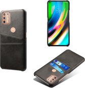 Backcover met Opbergvakjes + PMMA Screenprotector voor Motorola Moto G9 Plus _ Zwart