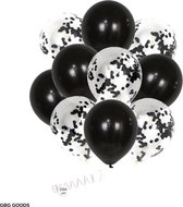 GBG 20 stuks Zwart Ballonnen met Lint – Decoratie – Feestversiering - Papieren Confetti – Black - Black Latex - Verjaardag - Bruiloft - Feest - Halloween
