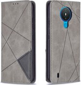 Nokia 1.4 Hoesje - Mobigear - Rhombus Slim Serie - Kunstlederen Bookcase - Grijs - Hoesje Geschikt Voor Nokia 1.4