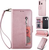 Luxe Telefoonhoesje voor Samsung Galaxy A40 | Hoogwaardig Leren Bookcase | Lederen Wallet Case | Pasjeshouder | Portemonnee | Rits | Roze