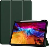 Hoes Geschikt voor iPad Pro 2021 (11 inch) Hoes Tri-fold Tablet Hoesje Case Met Uitsparing Geschikt voor Apple Pencil - Hoesje Geschikt voor iPad Pro 11 inch (2021) Hoesje Hardcover Bookcase - Donkergroen