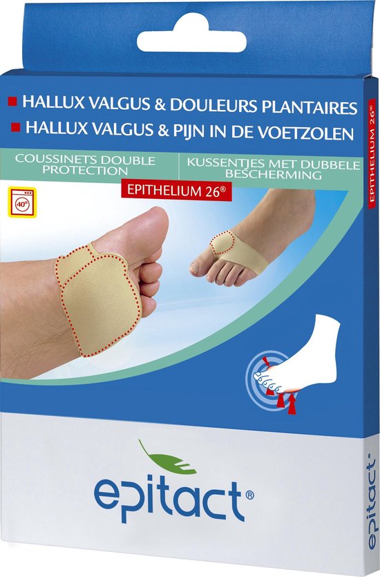 Epitact Hallux Valgus en pijnlijke voetzolen dubbele bescherming. Maat 42/45 1paar.