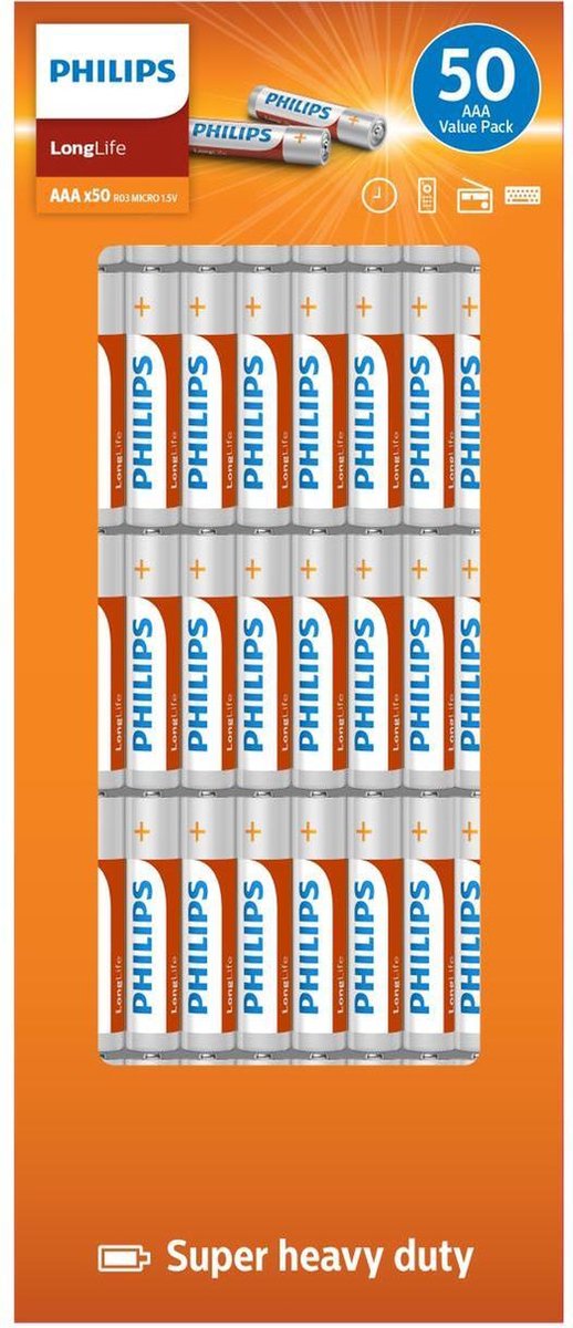 Philips Longlife - AAA Batterijen - 50 stuks - Philips