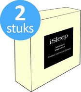 iSleep Double Jersey Hoeslaken Discount Set (2 pièces) - Simple - 90 / 100x220 cm - Crème