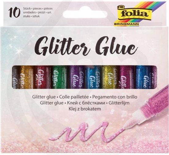 Art Glitter Glue - 6 stuks kleurrijke glitterlijm, veilige handgemaakte lijmstiften, fijne punt, kunstprojecten, scrapbooking en kaartontwerpen, kunstbenodigdheden