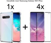 Samsung S10 Plus Hoesje - Samsung Galaxy S10 Plus hoesje shock proof case hoes hoesjes cover transparant - Full Cover - 4x Samsung S10 Plus screenprotector