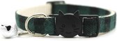 Kattenhalsbandje - Kattenhalsband met belletje - Geruit - Groen