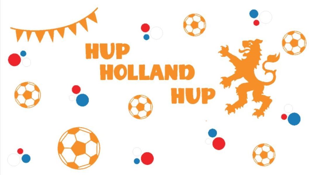 Mint11 - Raamstickers voetballen WK2022 - Oranje - Vlaggetjes - Voetbal - Leeuw - Stippen