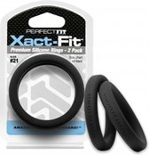 #21 Xact-Fit Cockring 2-Pack - Black - Cock Rings -