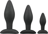 Siliconen buttplugsetje - zwart - Sextoys - Anaal Toys